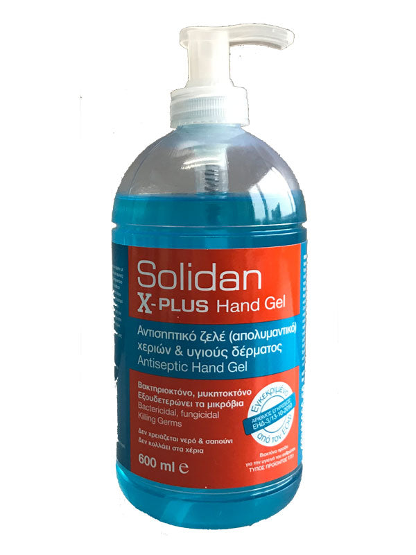 SOLIDAN X-PLUS gel χεριών , Αντισηπτικό Ζελέ Χεριών Και Υγιούς Δέρματος 600ml 