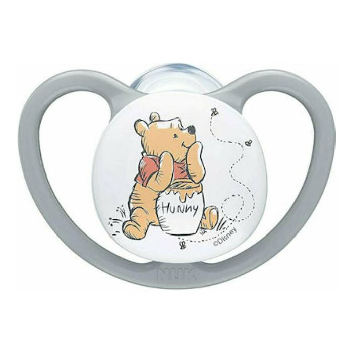 NUK Diseny Winnie Space πιπίλα ορθοδονική σιλικόνης με θήκη 0-6 m, 1 τμχ