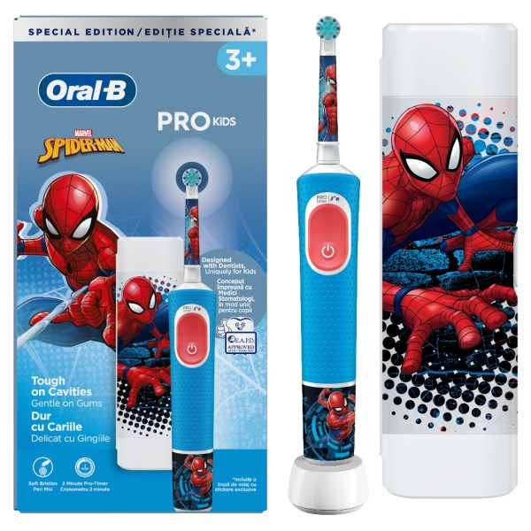 Oral-B Vitality Pro Kids Spiderman Ηλεκτρική Οδοντόβουρτσα 3 Ετών+ 1τμχ & Θήκη Ταξιδιού