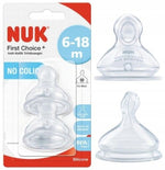 NUK First Choice+ Θηλή Σιλικόνης 6-18m Μεσαίας Οπής (Μ), 2τμχ