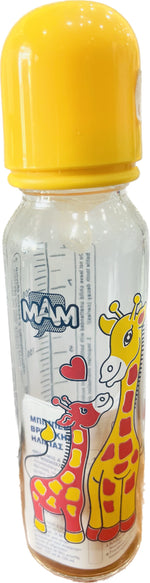 MAM μπιμπερό στενή θηλή γυάλινο 0+ 250ml. (περιλαμβάνεται η θηλή)