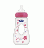 CHICCO Μπιμπερό Περιπάτου Με Λαβή, Γρηγόρη Ροή 4m+, Θηλή Σιλικόνης 240ml