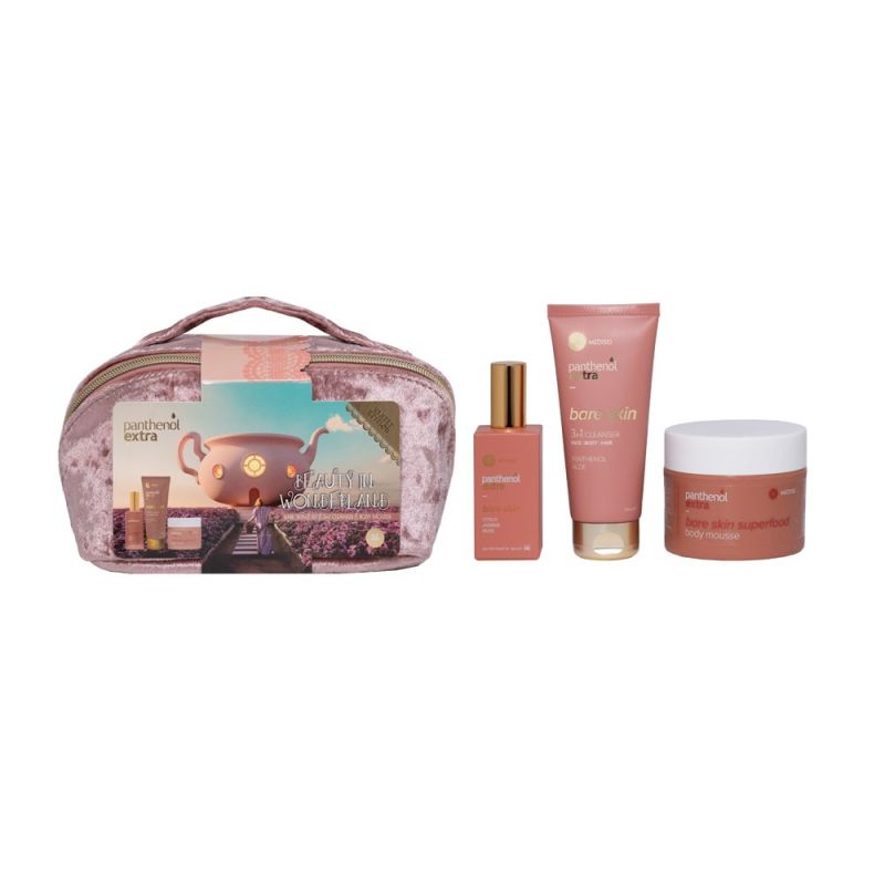MEDISEIPromo Panthenol Extra Bare Skin Eau De Toilet 50ml & 3in1 Face, Body, Hair Cleanser 100ml & Superfood Body Mousse 100ml & Δώρο Νεσεσέρ 1 Τεμάχιο