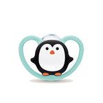 NUK Space ζωάκια πιπίλα σιλικόνης με θήκη 6-18 m, 1 τμχ