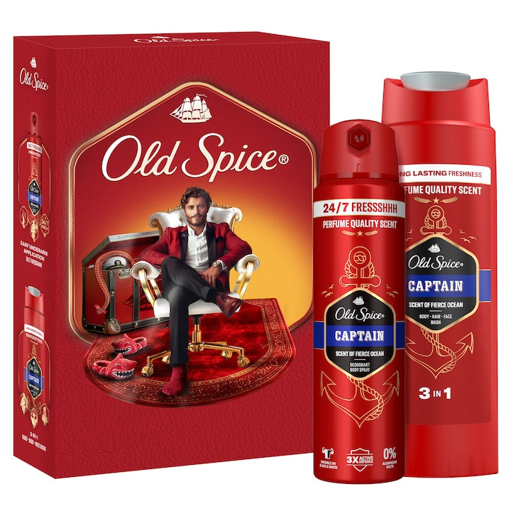 Shower Gel Captain, 250 ml + Deodorant spray Captain, 150 ml