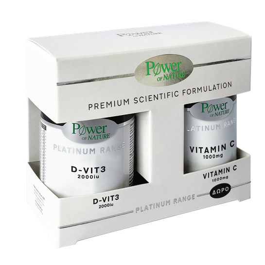 POWER HEALTH – Platinum Range Βιταμίνη D3 2000iu 60 Δισκία &amp; Δώρο Βιταμίνη C 1000mg