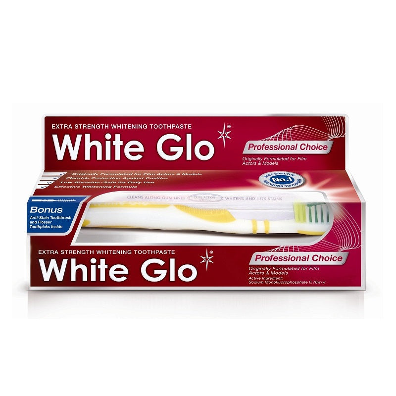WHITE GLO – Οδοντόκρεμα PROFESSIONAL Choice (100ml) + ΔΩΡΟ ΟΔΟΝΤΟΒΟΥΡΤΣΑ &amp; ΜΕΣΟΔΟΝΤΙΑ
