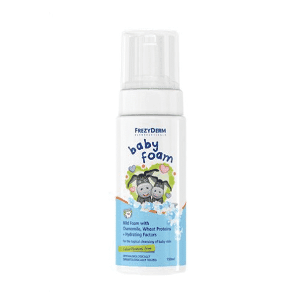 FREZYDERM Baby Foam – Απαλός Αφρός Με Χαμομήλι Πρωτεΐνες Σιταριού &amp; Ενυδατικά Συστατικά 150ml